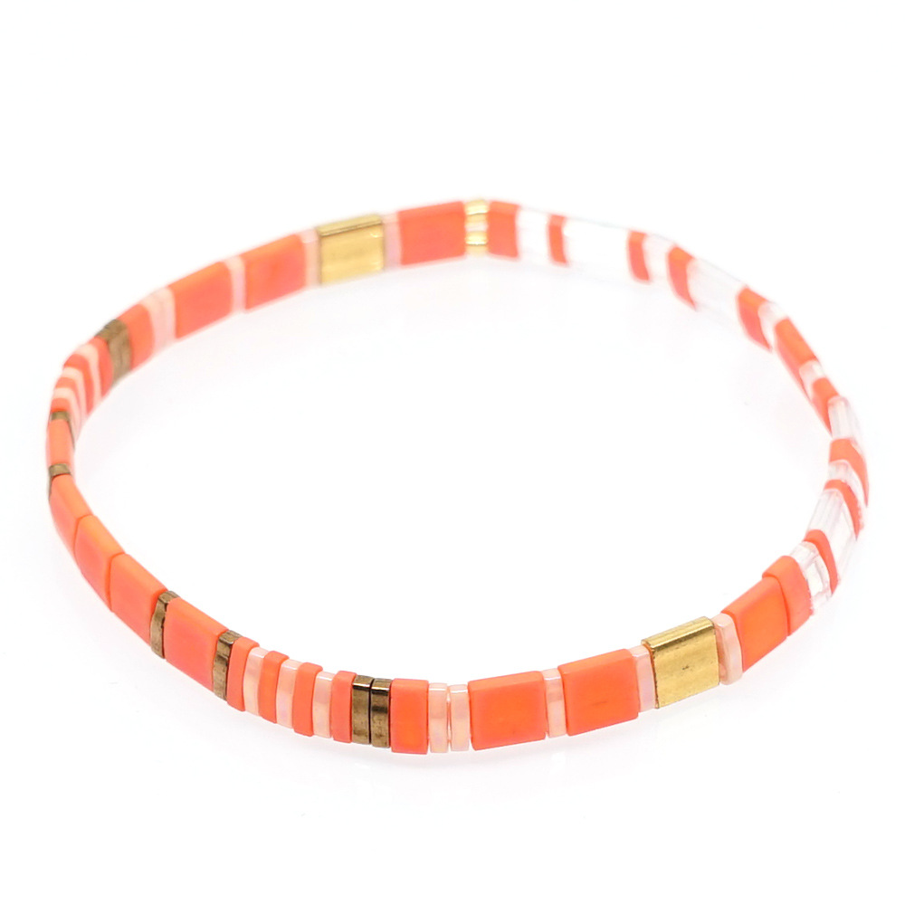 Simple Bohemian Orange Red Beaded Stone Miyuki Suit Small Bracelet Female display picture 4