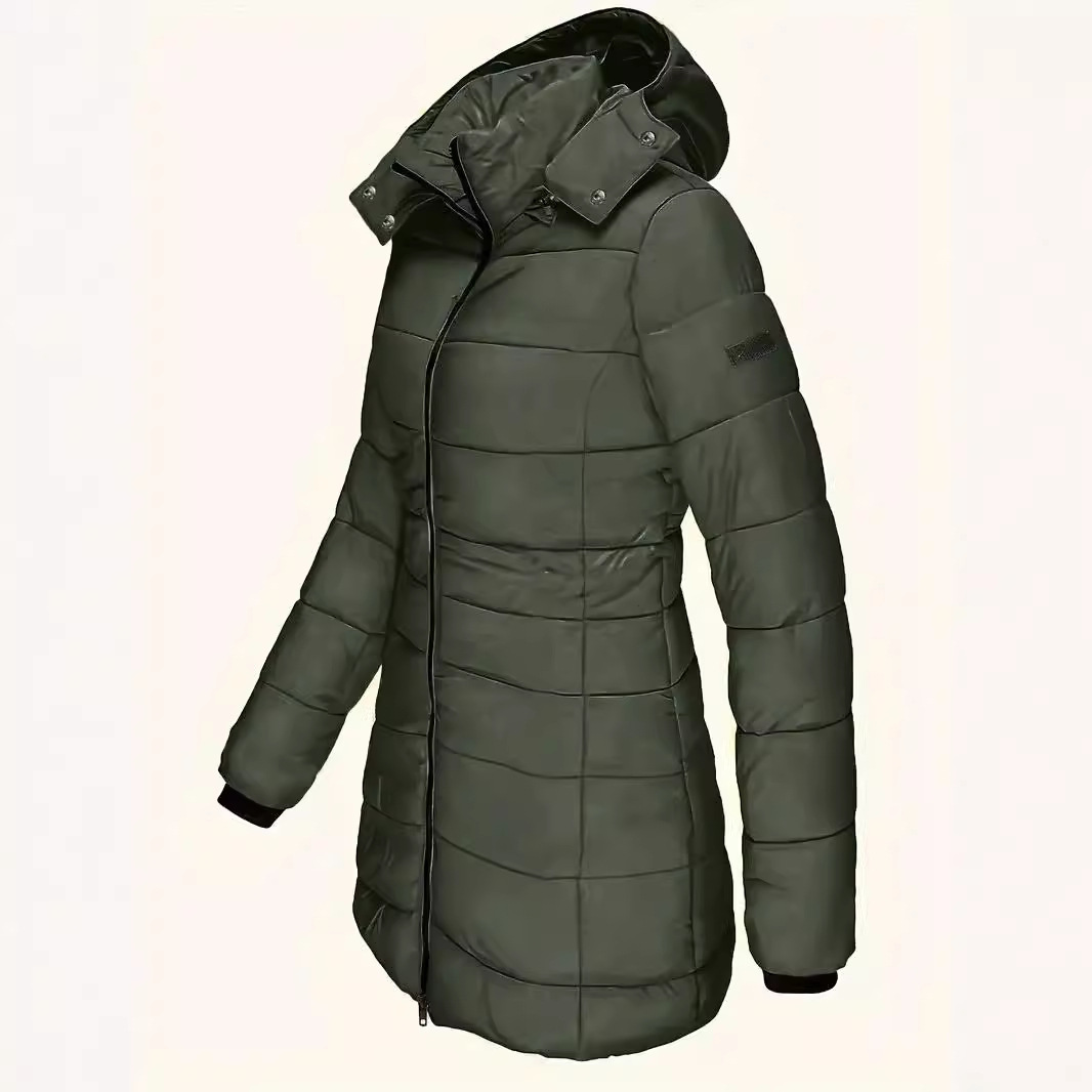 Women's Clothing round winter cotton coat women's mid length slim cotton jacket warm down cotton coat_voghion.com