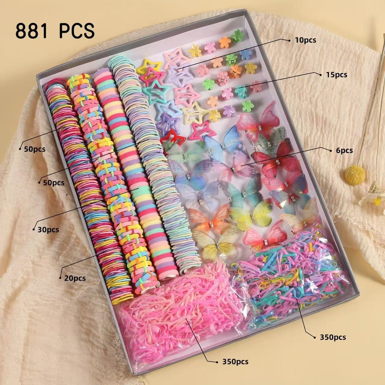 Clips para el cabello de niños, anillo para el cabello, clips para el cabello, caja de regalo, banda de correa de princesa, conjunto de peluquería, regalo diario para bebés