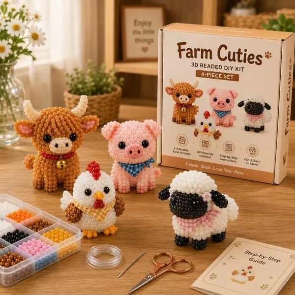 Kit de Cuentas de Animales DIY 3D Plástico