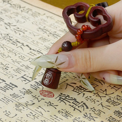 稱心如意鑲銀汽車掛件血檀鑲銀如意稱陀配飾黑檀嵌銀平安鎖包掛飾