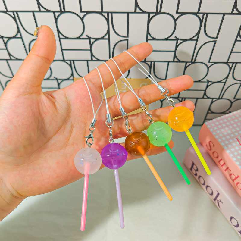 Phone Strap K35 Creative Ins-Style Personalized Glow-In-The-Dark Lollipop Phone Chain Backpack Pendant Cute Small Accessory for Classmates and Friends