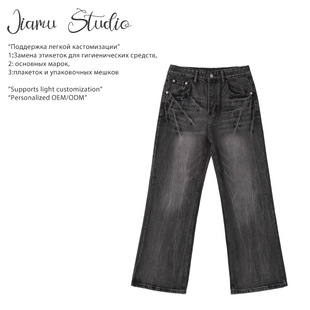JIAMU�͹Ÿ߽���ʽţ��ѝ�W����Ѻ�ţbaggy jeans����΢������