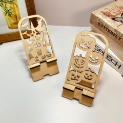 越境創意ハロウィーンデスクトップ置物レーザー木製携帯電話充電スタンドDTY怠け者スタンド卸売り