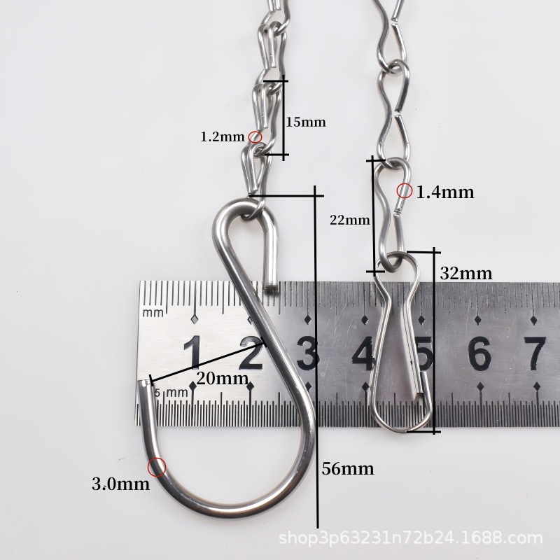 Acero inoxidable transfronterizo simple cadena de ocho macetas canasta de flores decoración jaula de pájaros doble 8 cadena de suspensión doble gancho placa de fuego cadena de ocho caracteres