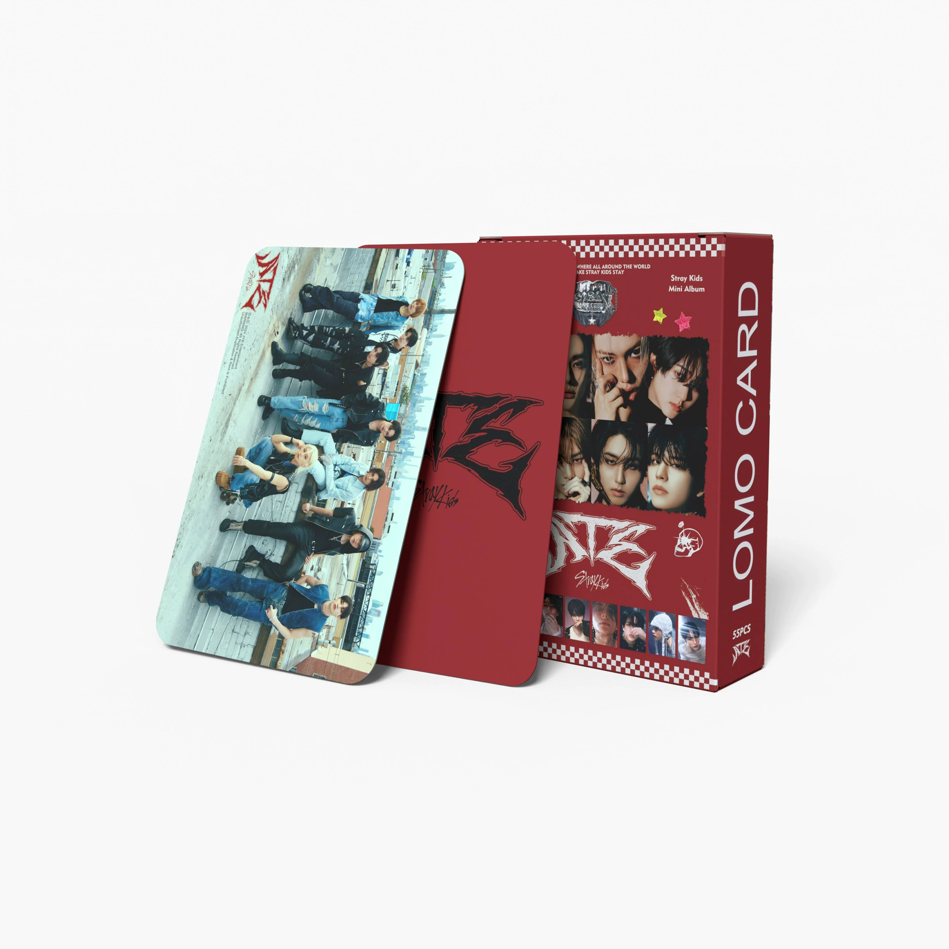 Набор карточек Ломо (Stray Kids) — 55 ламинированных фотокарточек, 85×55 мм, стиль коллекционного альбома