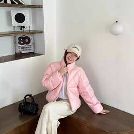 东大门2025新款羽绒服短款亮面立领面包服时尚保暖简约面包服超厚