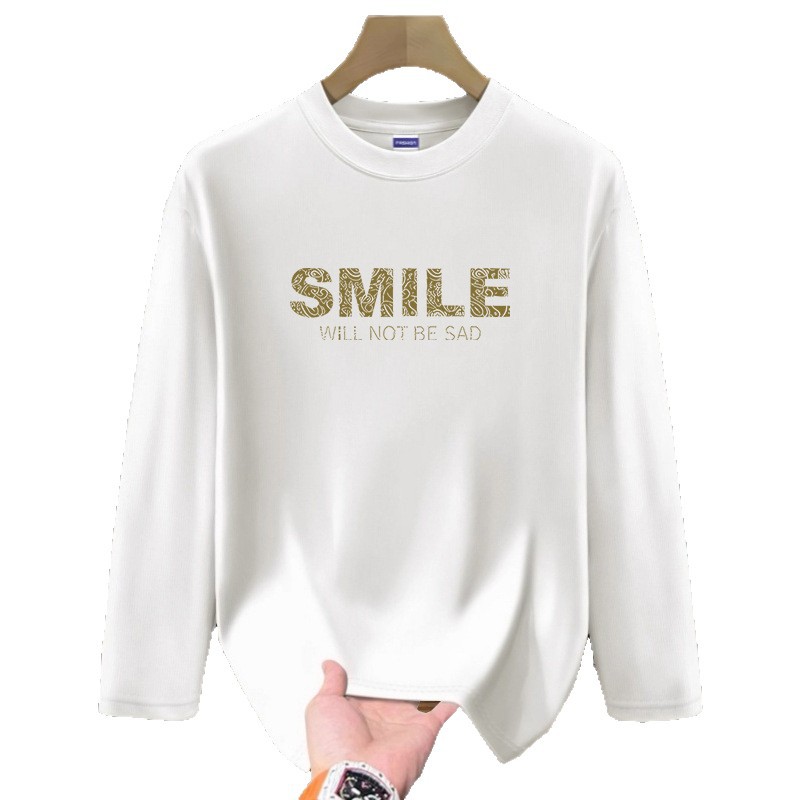 Herren Langarm-T-Shirt im amerikanischen High-Street-Stil mit Buchstabenprint, schweres Thermounterwäsche-Oberteil aus reiner Baumwolle für Herbst und Winter_voghion.com