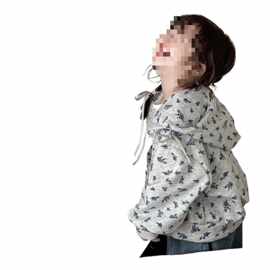 女童韩国拉链外套早春夏季新款儿童女孩洋气花朵碎花卫衣开衫