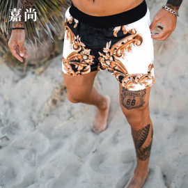 【现货】2025夏季跨境独立站亚马逊欧美印花短裤男宽松沙滩裤男