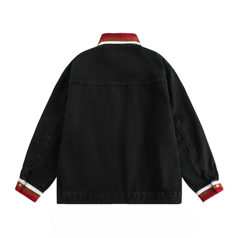 Stand Up Collar Denim Jacket Men's Fashion Brand Retro High Street Hooligan Handsome Niche Motorcycle Jacket Top_voghion.com