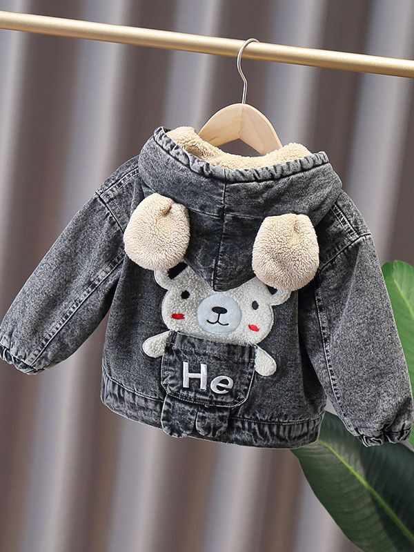 2173 abrigo de los muchachos Otoño e Invierno forrado de lana 2023 nueva ropa de algodón de mezclilla para bebés engrosada estilo occidental lana de cordero niños