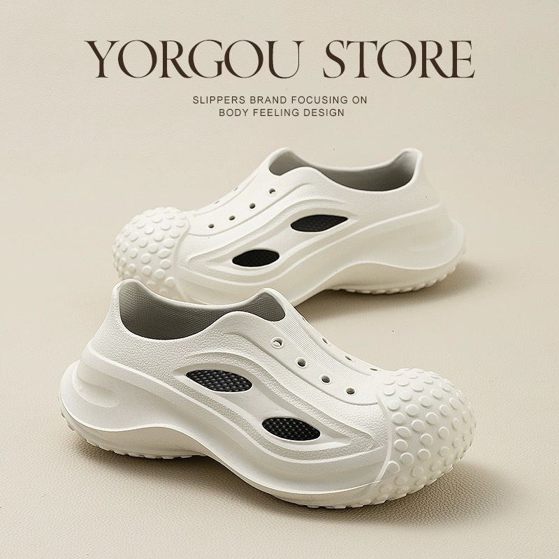 Tire platform hole shoes men's summer wear non-slip eva shit feeling beach closed toe sandals women's PB