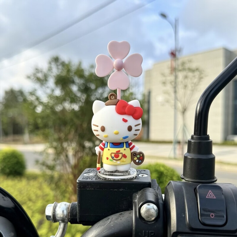 Cute Hello Kitty windmill electric vehicle ornament, girly style bicycle, motorcycle, electric scooter decorative accessory Cute Hello Kitty windmill electric vehicle ornament, girly style bicycle, motorcycle, electric scooter decorative accessory