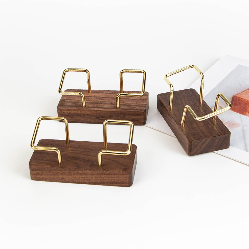 Mesa creativa de madera sólida de nuez negra recepción de tarjetas de negocios estante de exhibición de oficinas de hotel estante de almacenamiento estante de tarjetas de visita