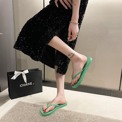 Summer Slippers for Girls, Casual Cool Slides for Beach Vacation, Non-Slip Student Pure Color Sandals, Flat Platform Herringbone Women's Slippers