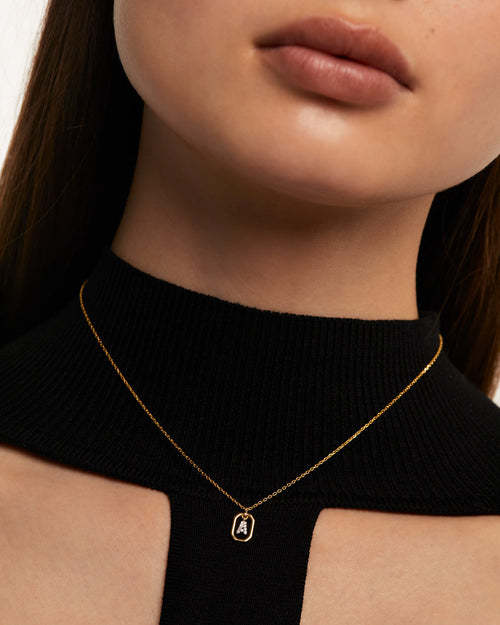 925 Sterling Silver Zircon Cable Chain Plating Inlay Letter Pendant Necklace display picture 3