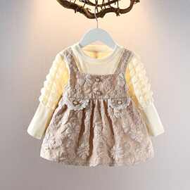 女童连衣裙春秋新款长袖1-3岁宝宝生日礼服婴儿童洋气公主裙裙子