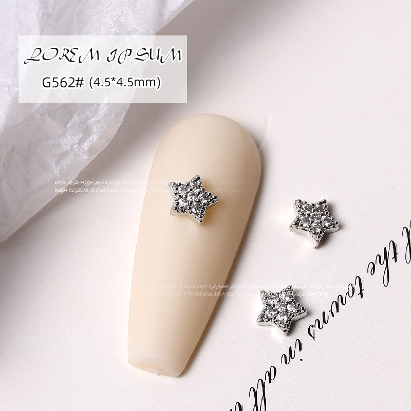 Nueva celebridad de internet luz de lujo circón amor super flash perla mariposa colgante cadena de uñas estrella de plata diamante conejo pequeño diamante image 8