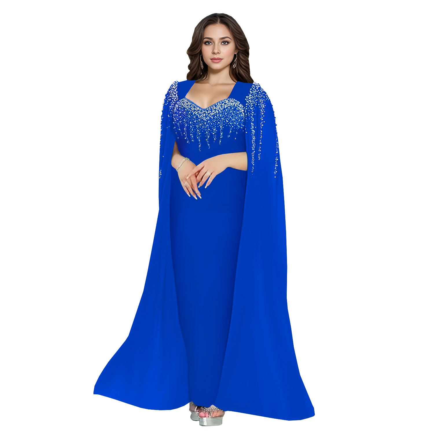 Vestido de noche elegante con pedrería para mujer, estilo europeo y americano, de moda, para AliExpress y Amazon, modelo C7305, transfronterizo.