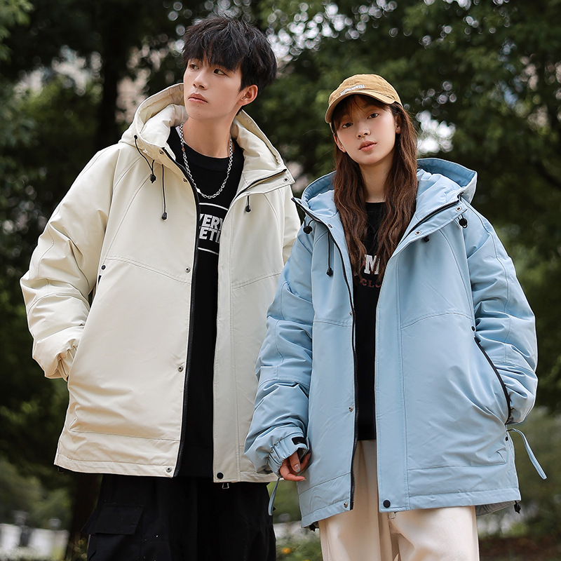 Down Jacket Couple 2024 New Winter Loose Thickened Warm Frock Waterproof Charge Clothes Winter Jacket Men's Wear