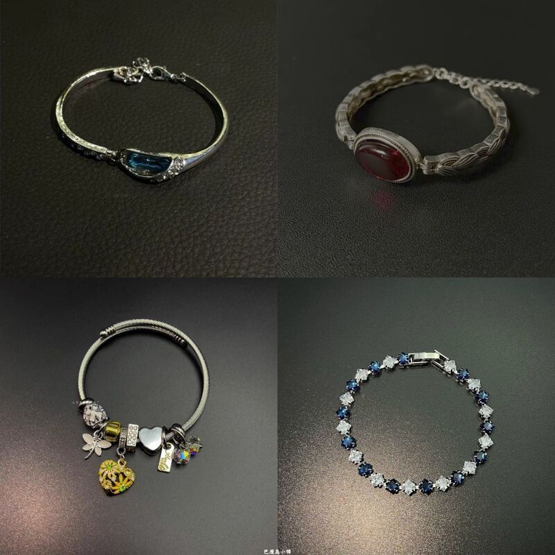 Heart of the Ocean~Cool-toned blue diamond-encrusted bracelet, niche exquisite high-end bracelet, vintage distressed hand accessory Heart of the Ocean~Cool-toned blue diamond-encrusted bracelet, niche exquisite high-end bracelet, vintage distressed hand accessory
