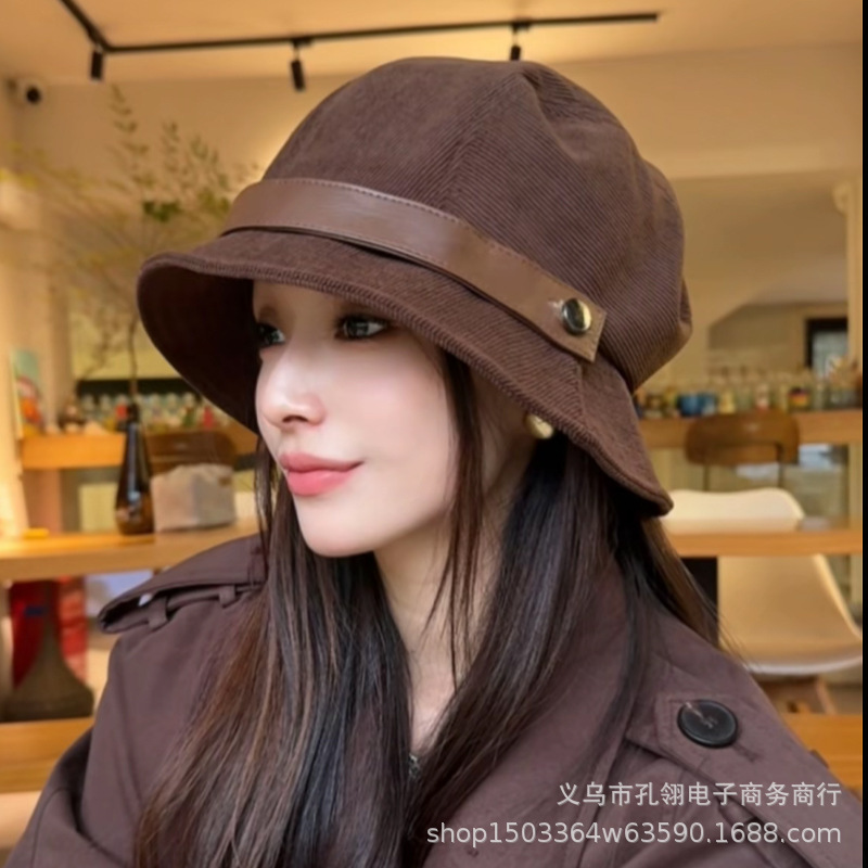 韩系复古美拉德大头围渔夫帽女2025新款一帽多戴遮阳帽显脸小盆帽|undefined