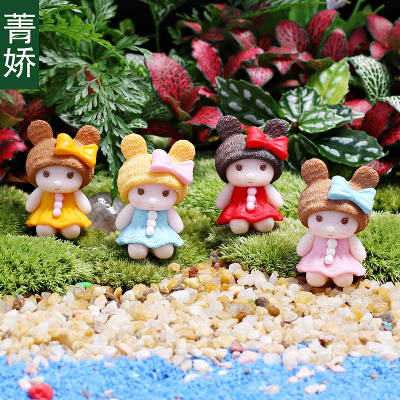 Бантом Девушка сделала мох мясистый микропейзаж DIY материал горшок Садоводство зеленое растение цветок декоративные украшения