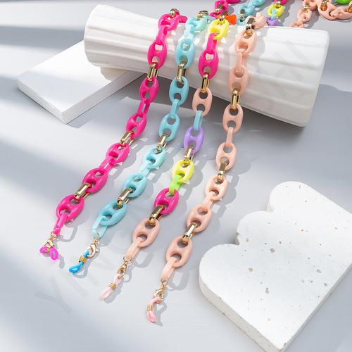 Macaron Color Metal Acrylic Eye Glass Chain Dual-Use Anti-Lost Eye Glass Chain Eye Strap Cross-Border Wholesale