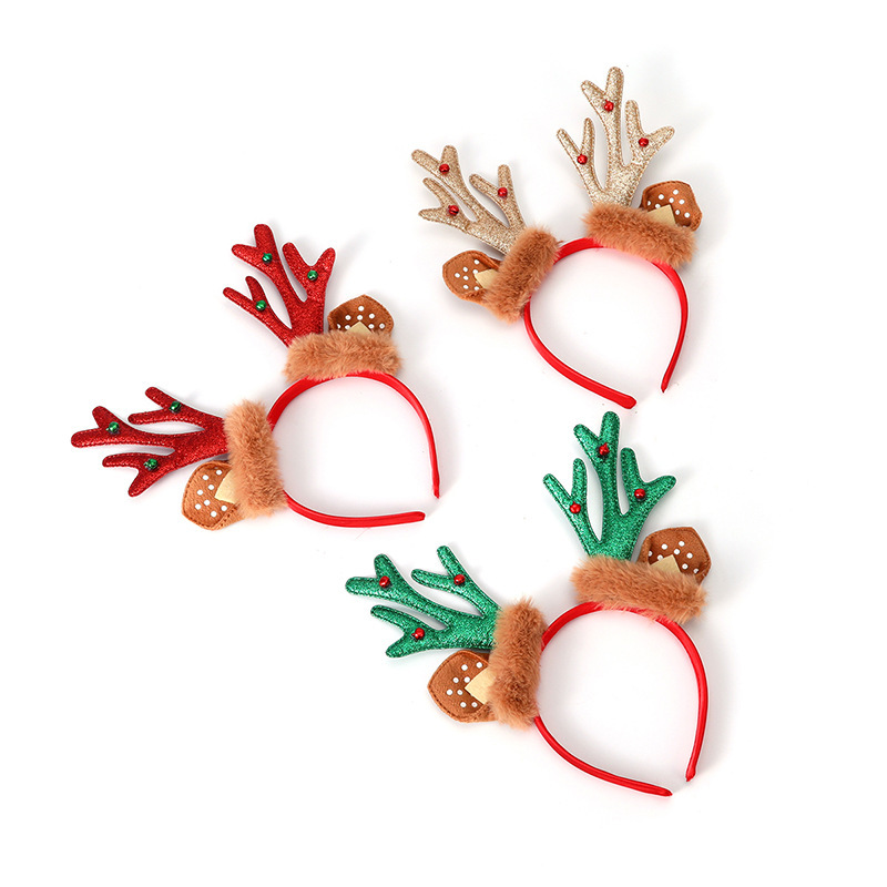 Transfronterizos nuevos oídos de Navidad campanas de cuerno de ciervo cabeza de cinturón de cabeza de fiestas decoraciones regalos pequeños para niños