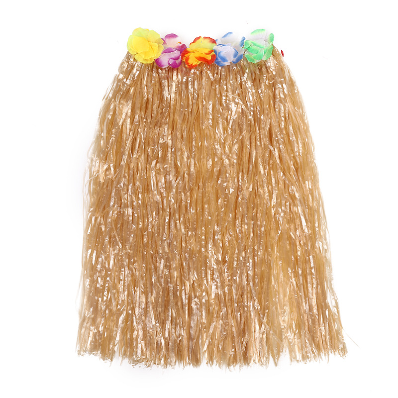 Fuente de fábrica al por mayor de falda de paja hawaiana para adultos y niños de actividad general vestido de falda de paja de una sola capa