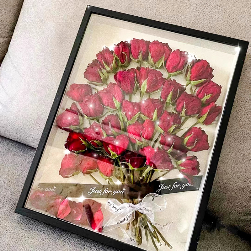 Three-Dimensional Hollow 5cm Dried Flower Photo Frame Creative DIY Bubble Mart Rose Picture Frame Wall Hanging Lego Specimen Table