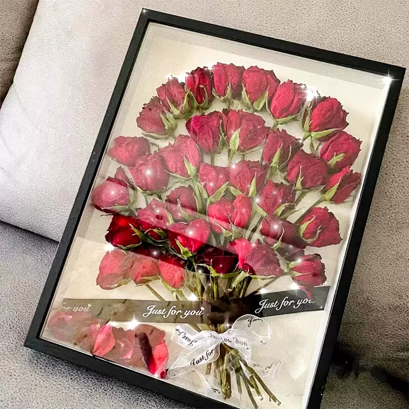 立体中空5cm干花相框创意diy泡泡玛特玫瑰花画框挂墙乐高标本摆台