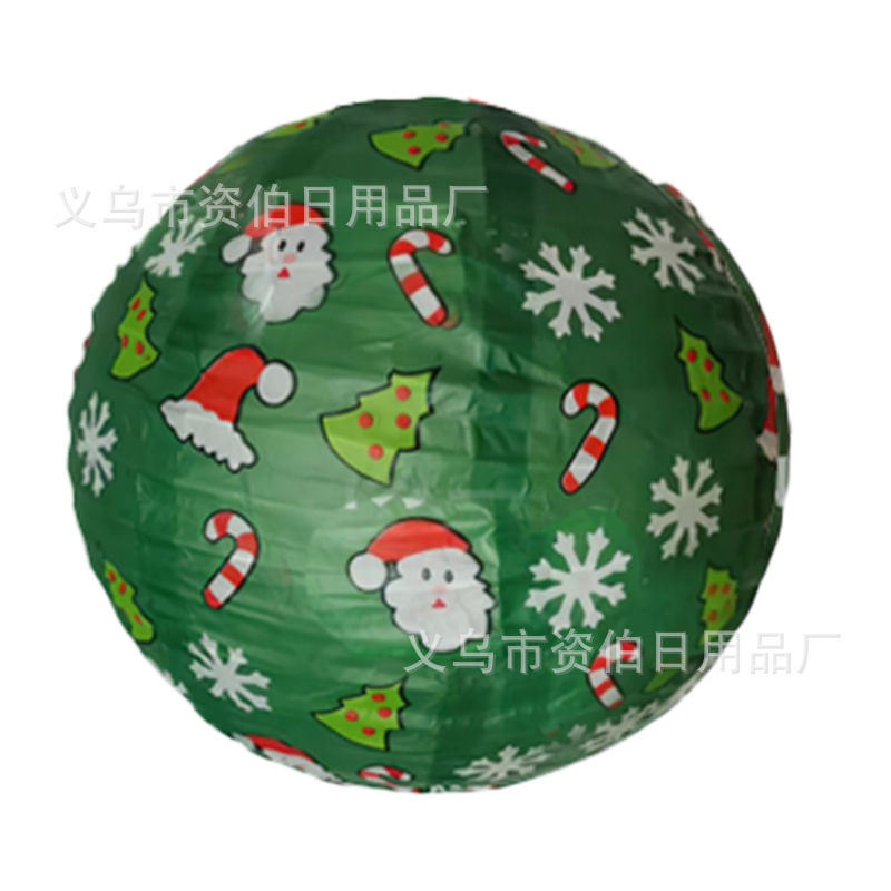 圣诞节纸灯笼 雪花圣诞树灯笼 30CM圆形灯笼酒吧商场场地布置道具|undefined