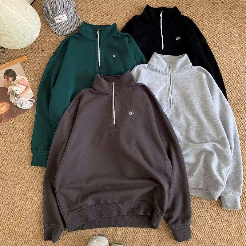 Spot Alo Casual Stand-Up Collar Sweatshirt Women's Half-Zip Loose Sports Autum New Pullover Top Spot Alo Casual Stand-Up Collar Sweatshirt Women's Half-Zip Loose Sports Autum New Pullover Top