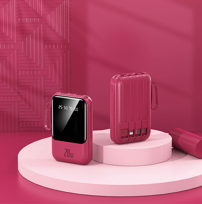 Powerbank großer Kapazität Schnellladen 20000mAh mit integriertem Kabel kompakt tragbar mobile Stromquelle Geschenkdruck mit Logo
