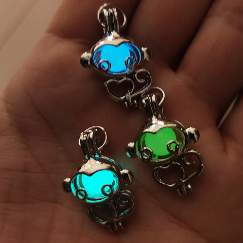 Creative New Glowing Monkey Pendant Openwork Alloy Necklace Cute Animal Accessory Unisex Lockets