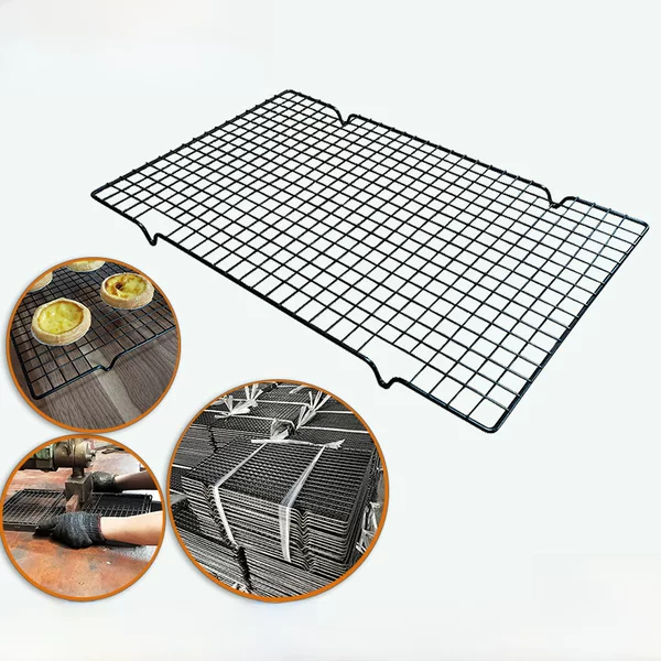 Complete Collection of Baking Supplies Cake Cooling Rack Rectangular Black Bread Baking Mesh Mat Grid Drying Rack Fcm