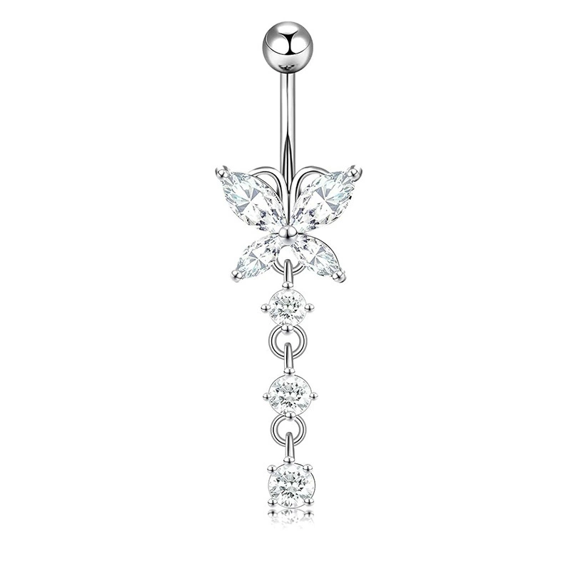 Set, physiological belly button piercing stainless steel with zircon, Amazon, (Physicals)