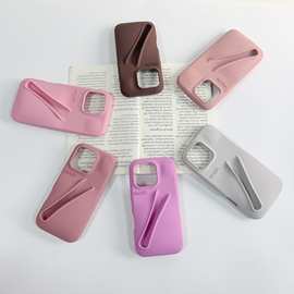 海莉同款口红可唇釉硅胶适用iPhone15/16/17防摔手机保护软壳支架