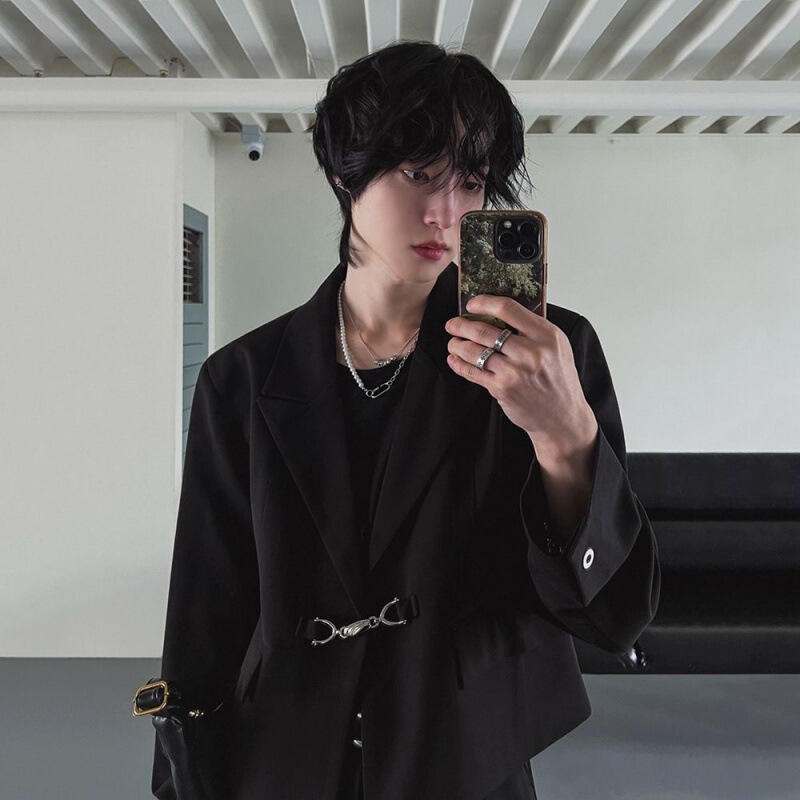 MYQ Niche Casual Suit Men's Autumn Loose Short Jacket Korean Style Trendy Design Suit Top