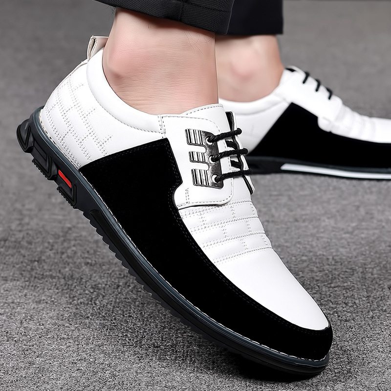 Men's round head men's casual shoes front lace-up casual shoes flat casual men's shoes_vogvips.com