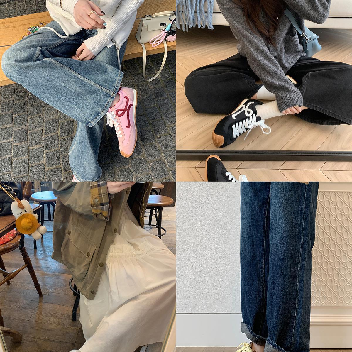 Versión de piel de vaca ~ Grape Madre con el mismo tipo de asimetría asimetría de lazos de zapatos deportivos casuales Gump zapatos de entrenamiento de mujeres