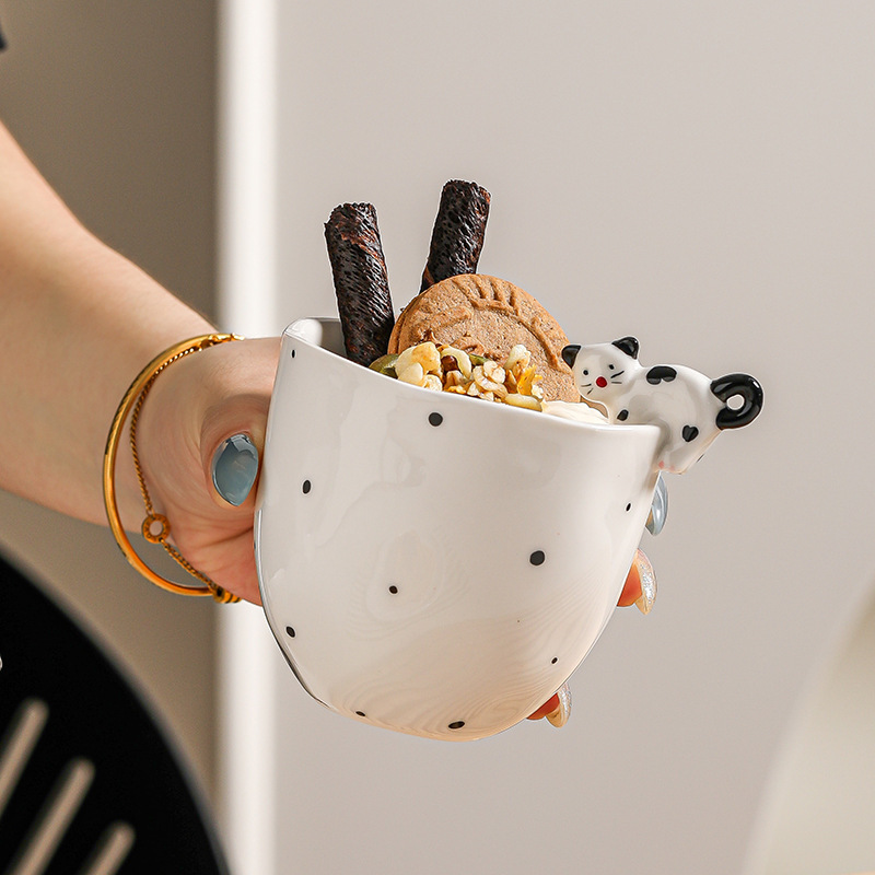 Tazas de cerámica creativas tazas de café tazas de mano tazas de dibujos animados lindos animales parejas tazas de té de leche caja de regalo