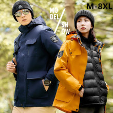 冲锋衣冬季潮牌大码男装情侣户外运动三防保暖男士羽绒棉服外套男