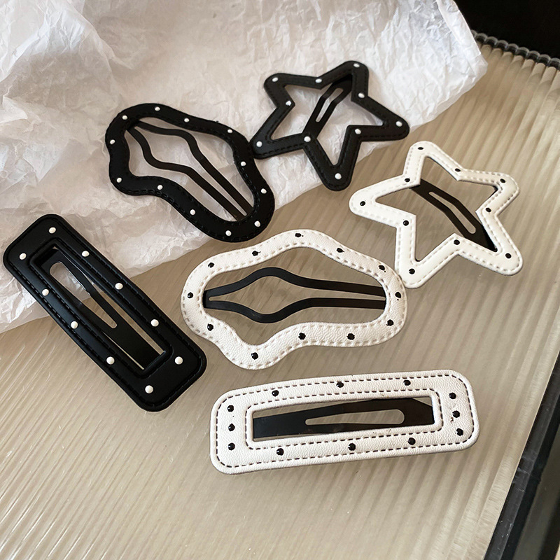 黑白波点星星发夹额前碎发刘海夹可爱通勤BB夹甜酷辣妹潮流发饰女详情20