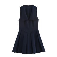 PB & ZA女装2025春の新しい気質ファッションの広いしわが袖のない短いワンピース2124550をリードしている