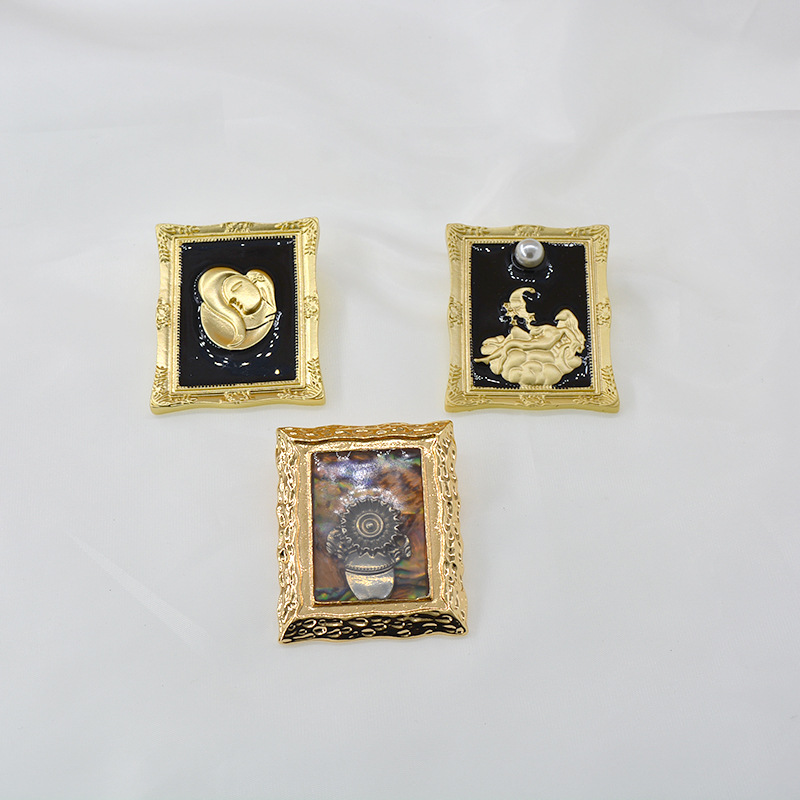 Retro Picture Frame Oil Painting Brooch display picture 5