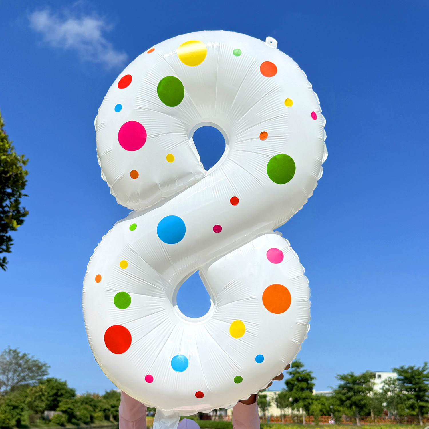 White Number Balloons With Colorful Polka Dot Design Aluminum Foil Balloons For Children's Birthday Parties Decorations Props 32 Inch_voghion.com