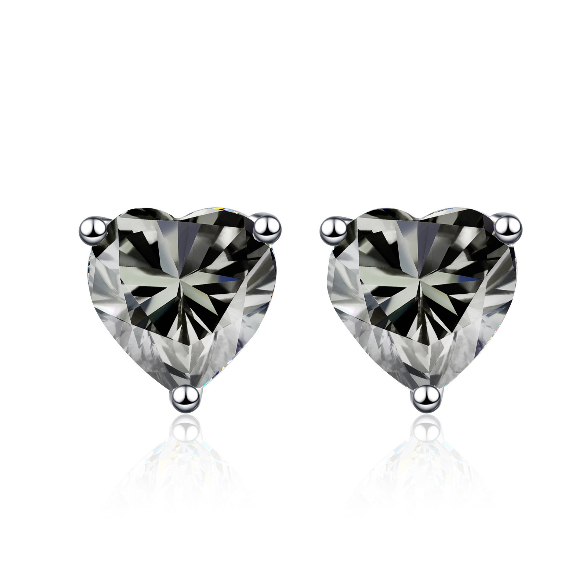 Multicolor de importación de moissanita en forma de corazón 1CT2CT plata esterlina simple moissanita en forma de corazón pendientes de diamante clásicos pendientes